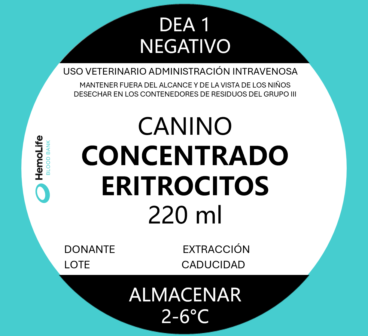 HBB-101 NEGATIVE - CANINE - 220 ML. - Pack Red Blood Cells -