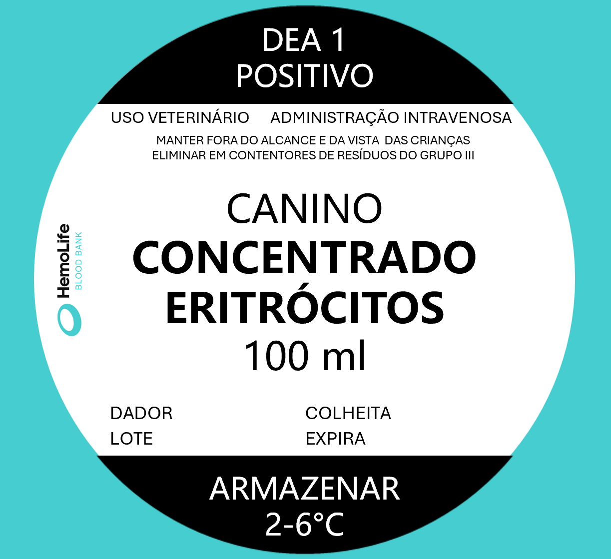 HBB-104 POSITIVE - CANINE - 100 ML. - Pack Red Blood Cells
